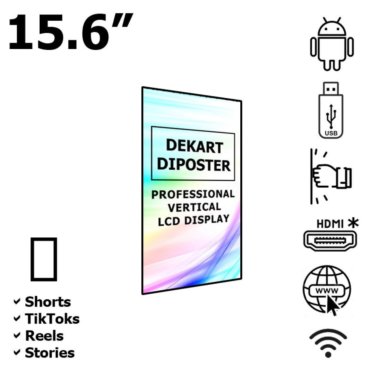 Digital Signage Monitor 15.6" – Dekart DIPOSTER-15624-BK Digital Signage Monitor 15.6" – Dekart DIPOSTER-15624-BK