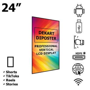 Вертикальный рекламный телевизор 24 дюйма Антивандальный Андроид Dekart DIPOSTER-24024-BK Вертикальный рекламный телевизор 24 дюйма Антивандальный Андроид Dekart DIPOSTER-24024-BK