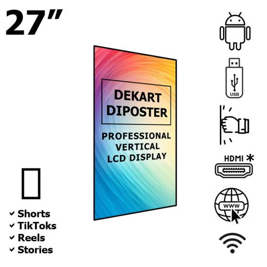 Вертикальный рекламный телевизор 27" – Dekart DIPOSTER-27024-BK Вертикальный рекламный телевизор 27" – Dekart DIPOSTER-27024-BK