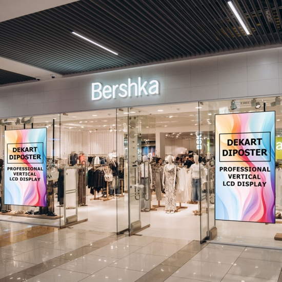 Layar signage digital komersial vertikal 75 inci