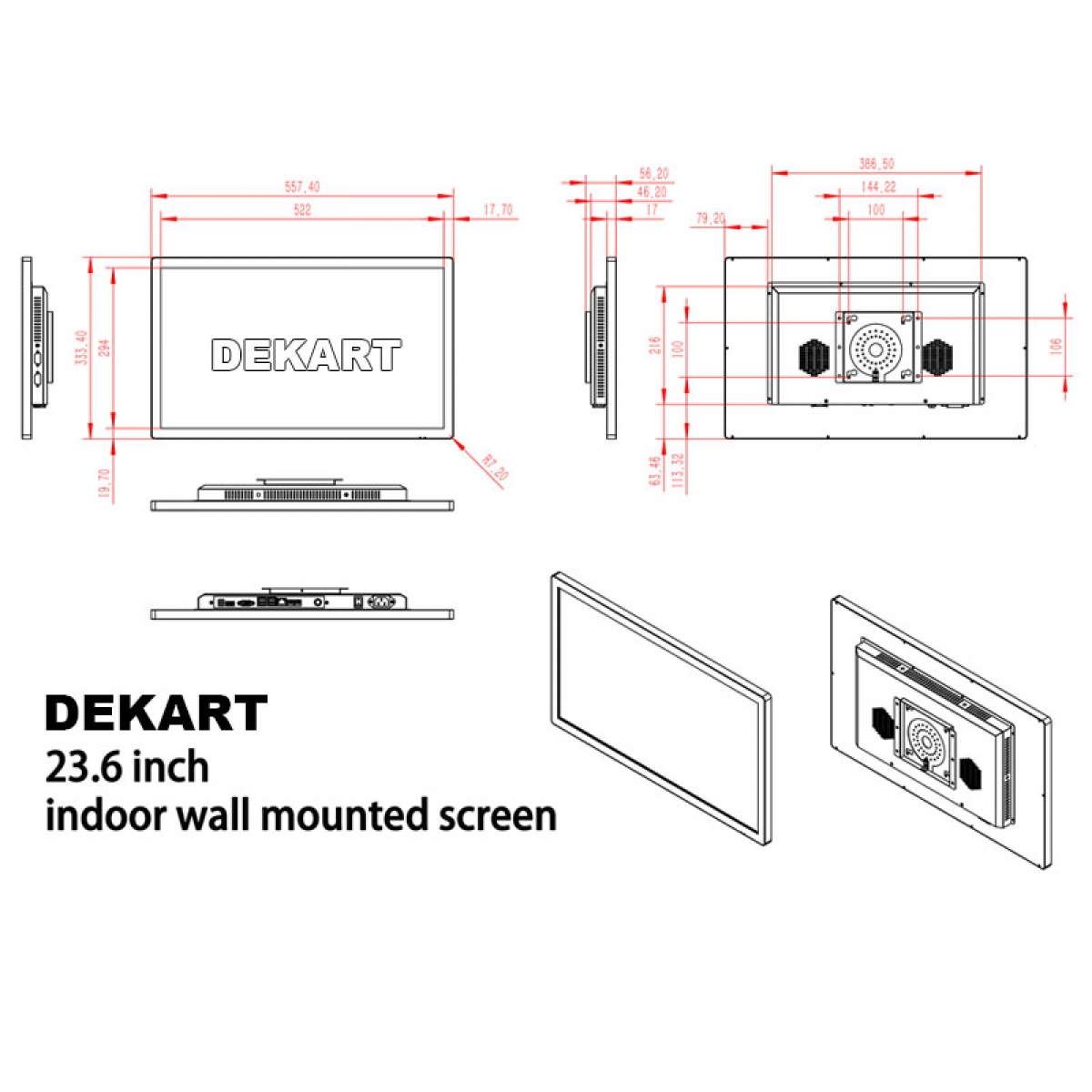 数码标牌广告机 23.6" 安卓 Dekart DISCREEN-23624-BK 
