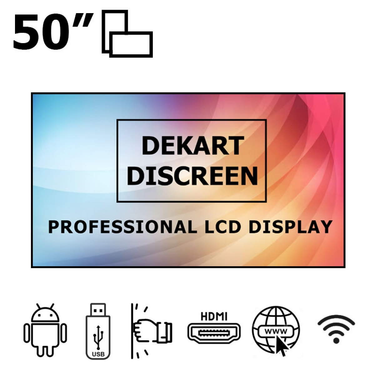 Écran professionnel dynamique 50" avec Android OS Dekart DISCREEN-50024-BK 