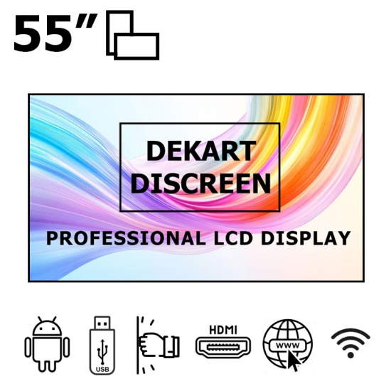 Коммерческий рекламный экран 55" антивандальный на Android UHD 4K Dekart DISCREEN-55024-BK Коммерческий рекламный экран 55" антивандальный на Android UHD 4K Dekart DISCREEN-55024-BK