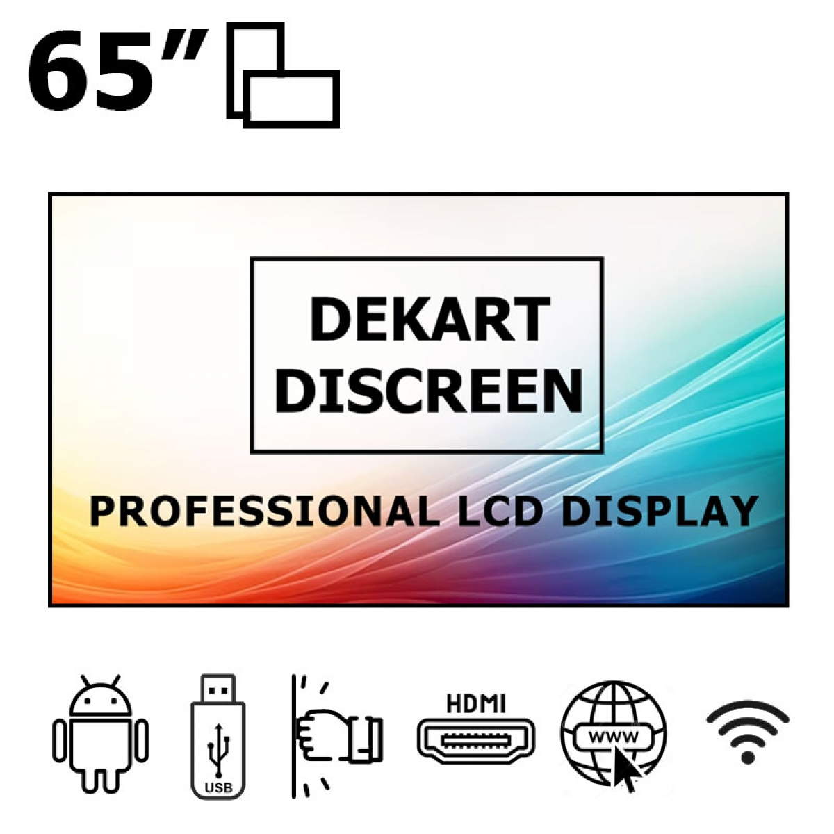 Рекламный монитор 65" антивандальный на Android UHD 4K Dekart DISCREEN-65024-BK Рекламный монитор 65" антивандальный на Android UHD 4K Dekart DISCREEN-65024-BK