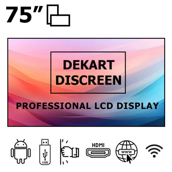 شاشة عرض إعلانية تجارية 75" بنظام أندرويد Dekart DISCREEN-75024-BK شاشة عرض إعلانية تجارية 75" بنظام أندرويد Dekart DISCREEN-75024-BK