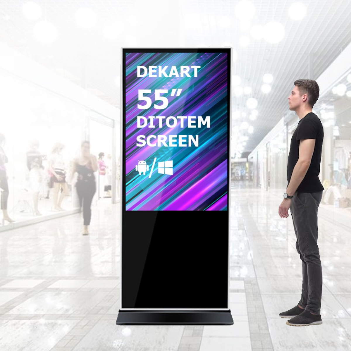 55" Floor Standing Digital Totem Display – Dekart DITOTEM-55001-BK 