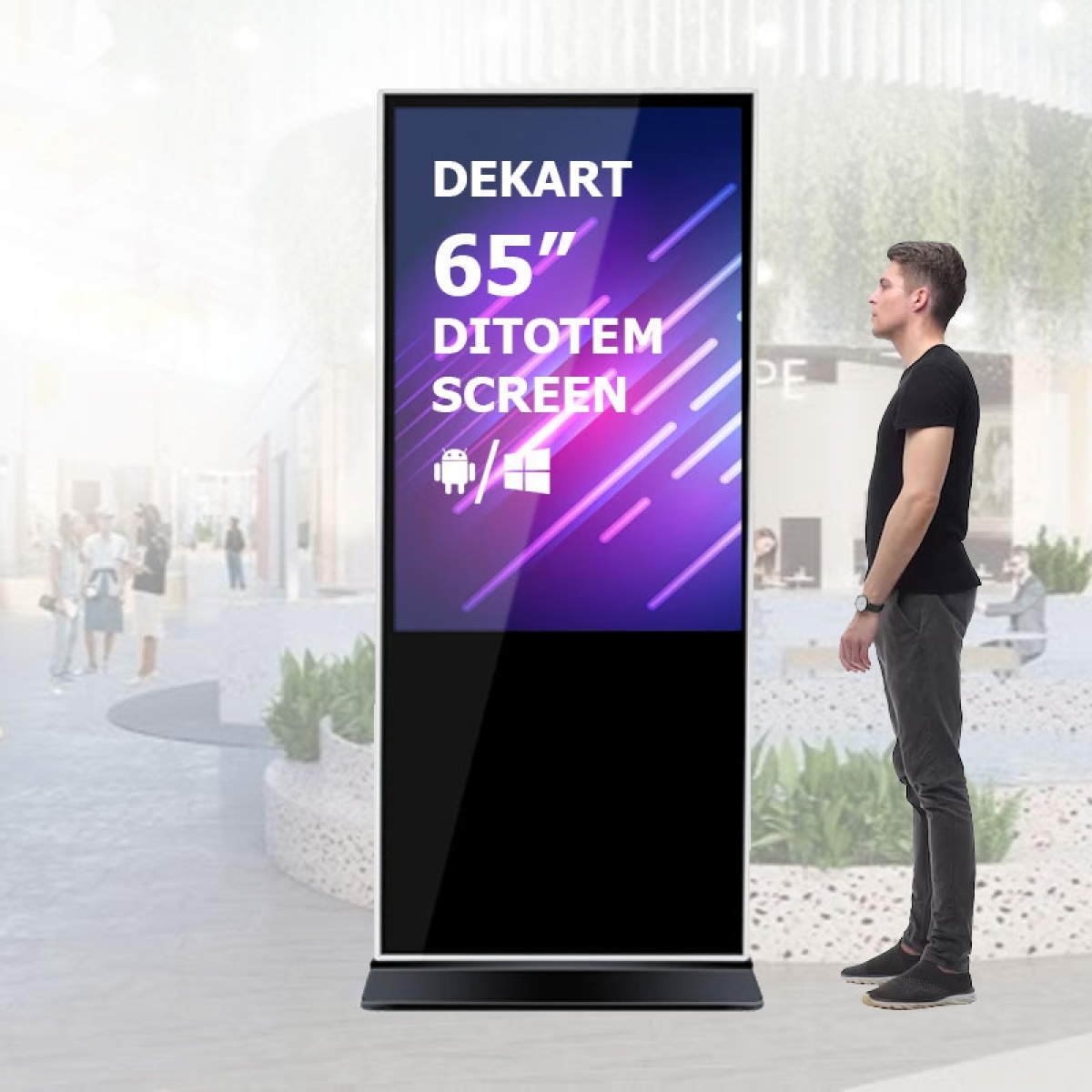 Totem pubblicitario digitale da pavimento 65" – Dekart DITOTEM-65001-BK 