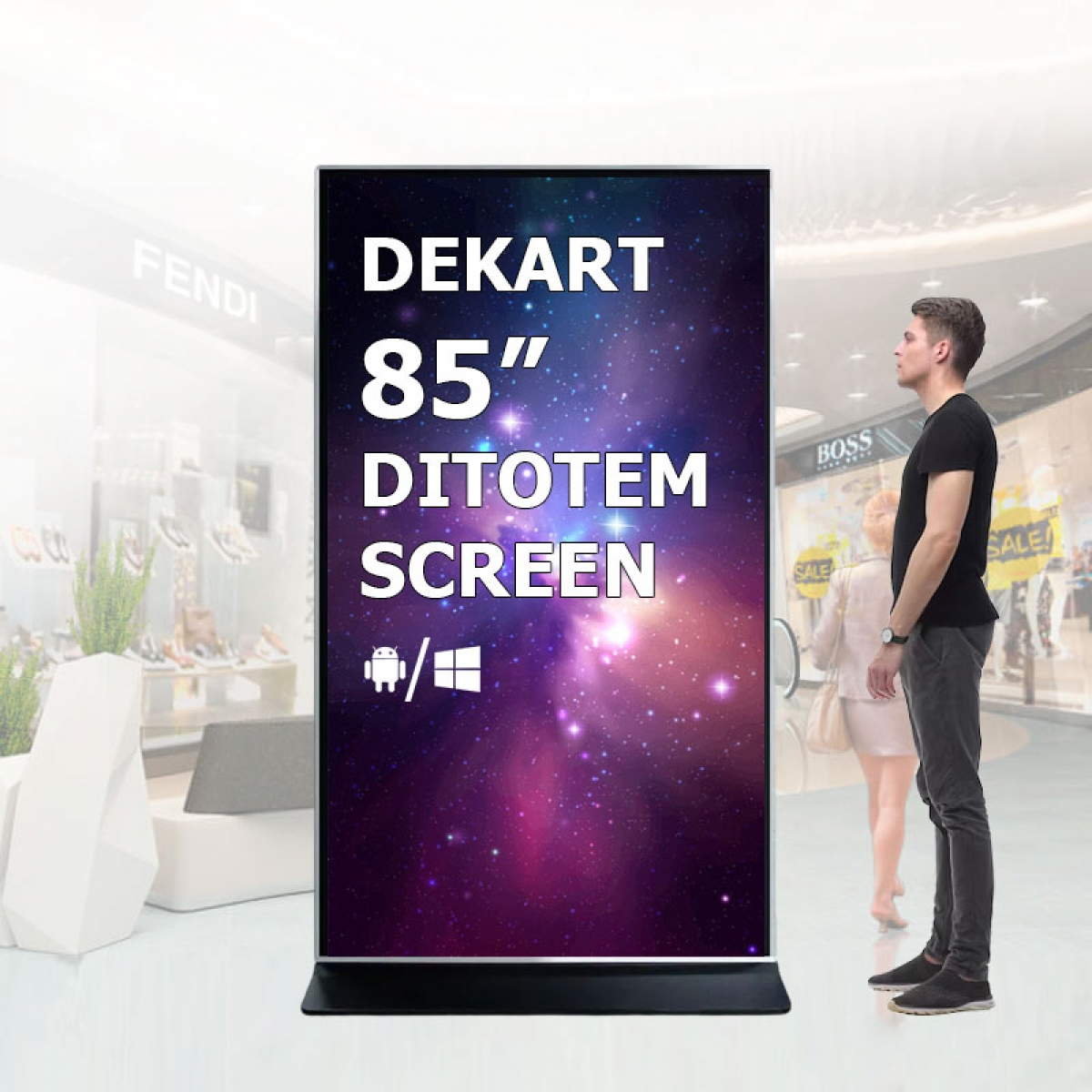 Wolnostojący totem digital signage 85" – Dekart DITOTEM-85001-BK 