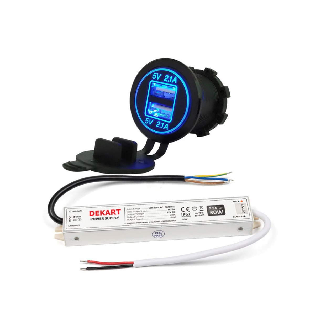 Outdoor USB Lader 21W Doppelanschluss – DEKART USBCO-0202-BK 