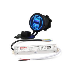 Уличное зарядное USB устройство IP66 4.2A 21W DEKART USBCO-0202-BK Уличное зарядное USB устройство IP66 4.2A 21W DEKART USBCO-0202-BK