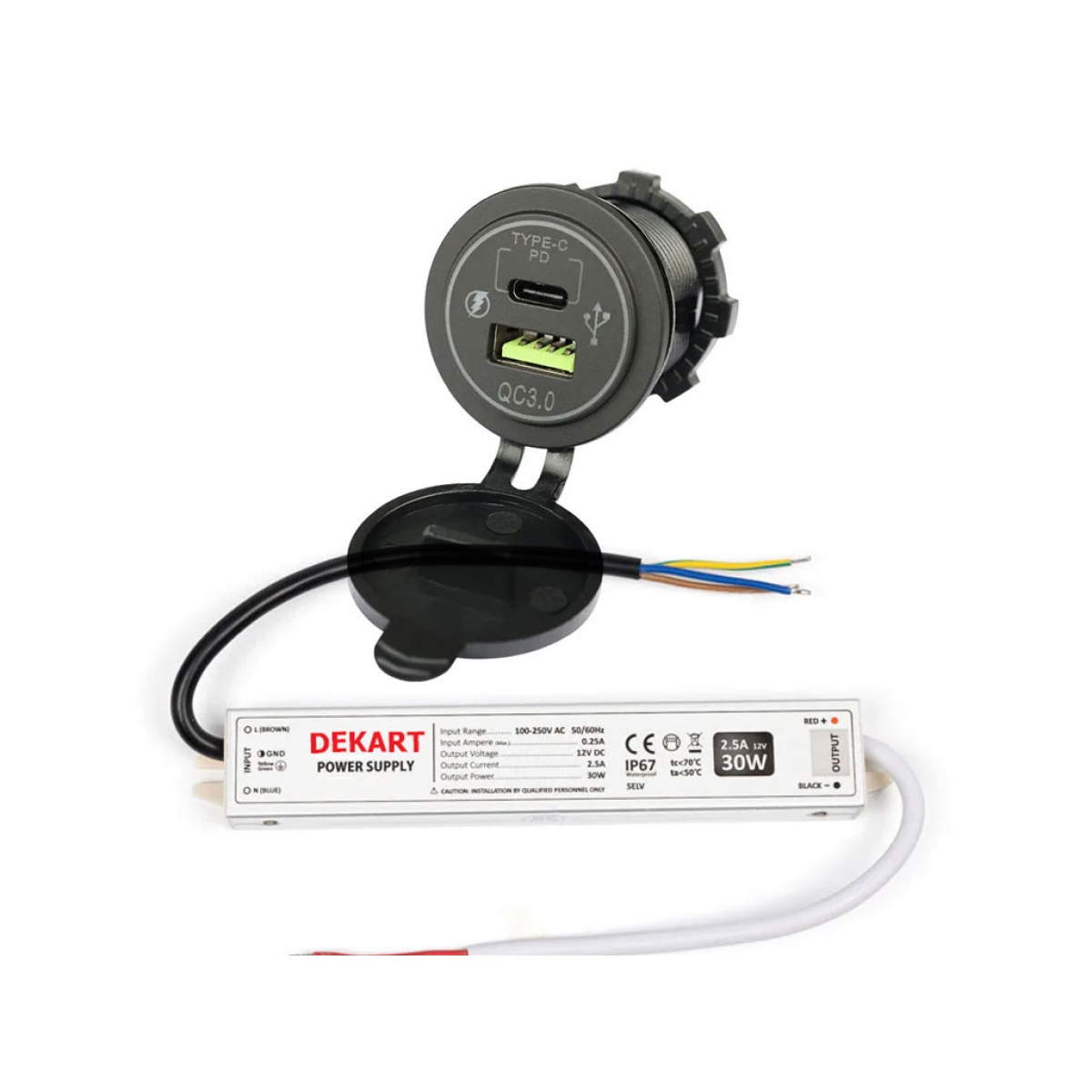 Уличное зарядное устройство USB IP67 QC3.0 21W – DEKART USBCO-0204-BK Уличное зарядное устройство USB IP67 QC3.0 21W – DEKART USBCO-0204-BK