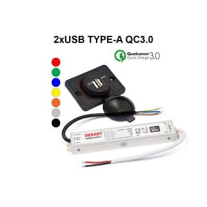 Уличное USB зарядное устройство IP65 2xUSB накладное с быстрой зарядкой QC3.0 Dekart USBCO-1103-BK Уличное USB зарядное устройство IP65 2xUSB накладное с быстрой зарядкой QC3.0 Dekart USBCO-1103-BK