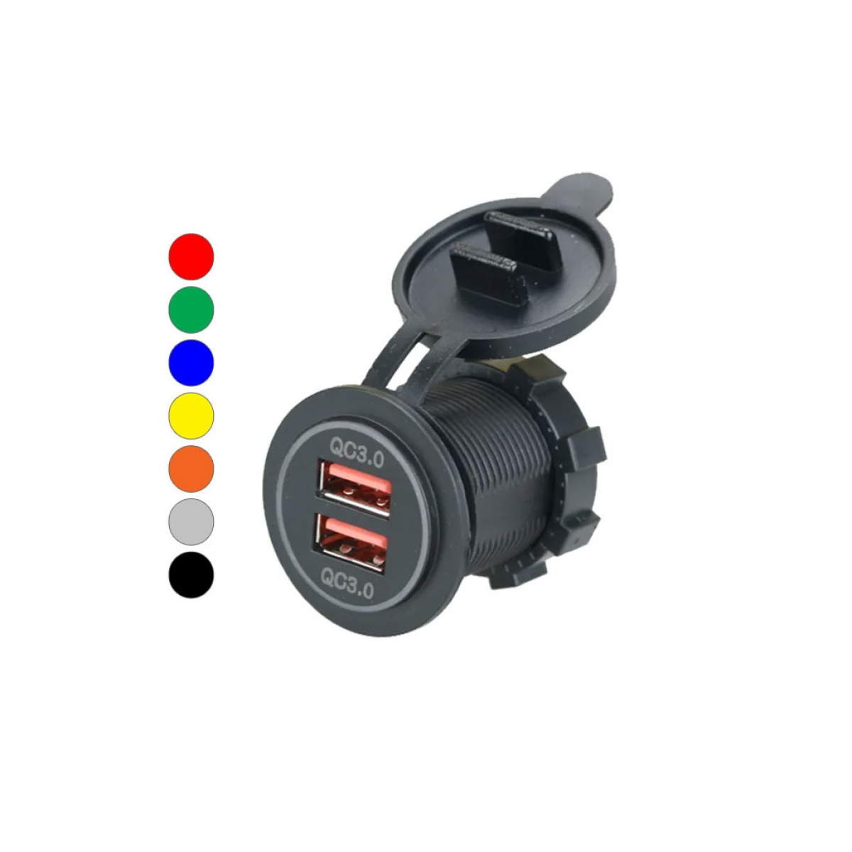 Carregador USB duplo QC3.0 de carga rápida – DEKART USBCT-0203-BK Carregador USB duplo QC3.0 de carga rápida – DEKART USBCT-0203-BK