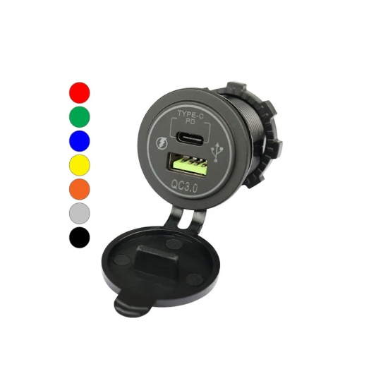 Carregador USB rápido QC3.0 + PD – DEKART USBCT-0204-BK