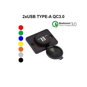 Накладное транспортное зарядное устройство 2xUSB QC3.0 прямоугольник USBCT-1103-BK