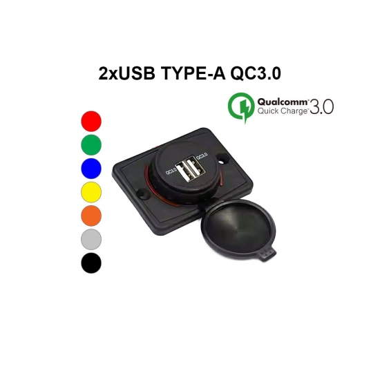 वाहनों के लिए सतह-माउंट USB चार्जर 25W QC3.0 – USBCT-1103-BK