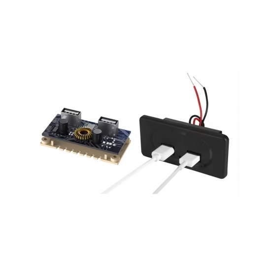 Araçlar için Panel Montajlı Çift USB Soketi 4.2A – USBCT-1201-BK Araçlar için Panel Montajlı Çift USB Soketi 4.2A – USBCT-1201-BK