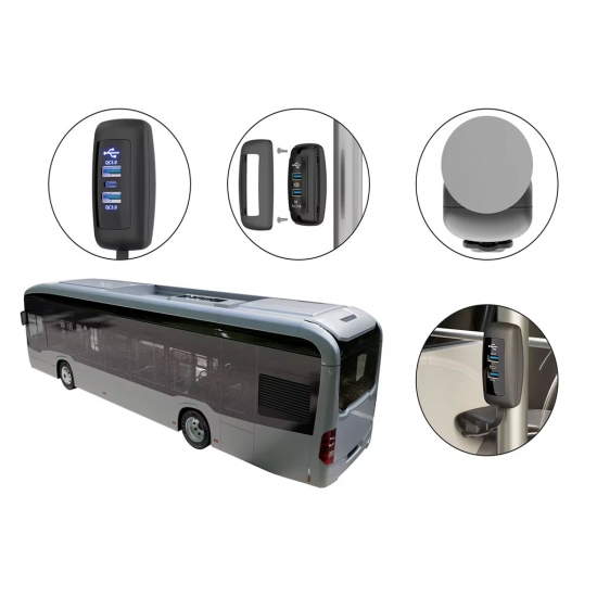 نقطة شحن USB على قضبان الإمساك نقطة شحن USB على قضبان الإمساك