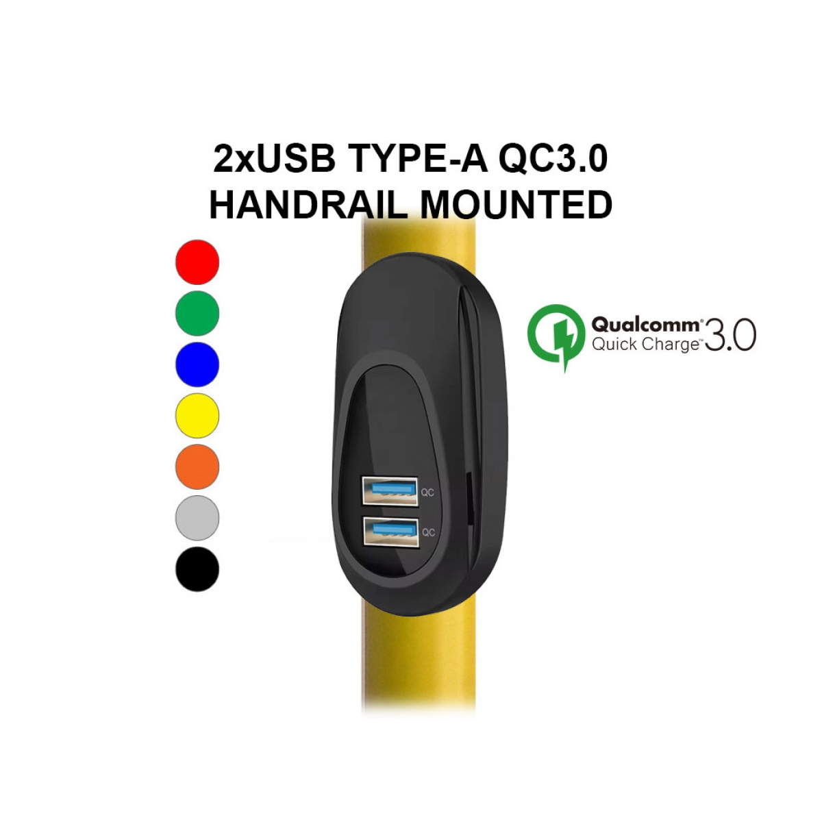 USB-зарядное устройство для поручней 36Вт QC3.0 – Dekart USBCT-9203-BK USB-зарядное устройство для поручней 36Вт QC3.0 – Dekart USBCT-9203-BK
