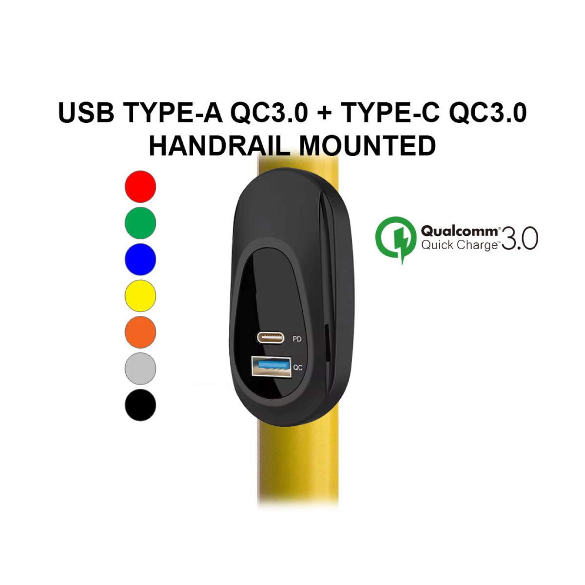 公交车扶手USB充电模块 甲型+丙型 – 德卡特 USBCT-9204-BK 公交车扶手USB充电模块 甲型+丙型 – 德卡特 USBCT-9204-BK
