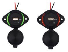 RDU-310-2UQC3.0+PD USB быстрая зарядка накладная (для транспорта) с подсветкой QC3.0+PD RDU-310-2UQC3.0+PD USB быстрая зарядка накладная (для транспорта) с подсветкой QC3.0+PD
