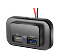RDU-328QC+PD USB быстрая зарядка накладная (для транспорта) с синей подсветкой QC3.0+PD3.0, 2 шторки RDU-328QC+PD USB быстрая зарядка накладная (для транспорта) с синей подсветкой QC3.0+PD3.0, 2 шторки