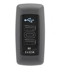 SUC 10 Быстрая USB зарядка накладная (для транспорта) с подсветкой 1x USB C type + 2 x USB A type 6,3А SUC 10 Быстрая USB зарядка накладная (для транспорта) с подсветкой 1x USB C type + 2 x USB A type 6,3А
