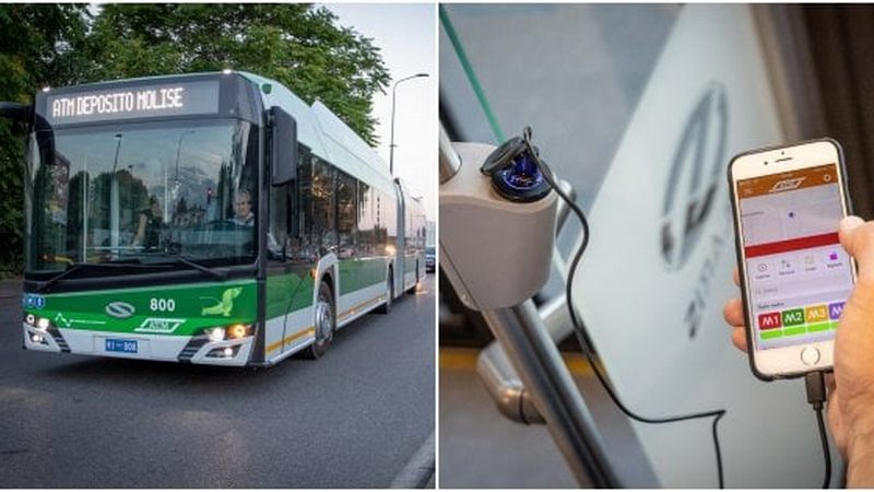 Врезное USB зарядное устройство в подлокотнике автобусного сиденья