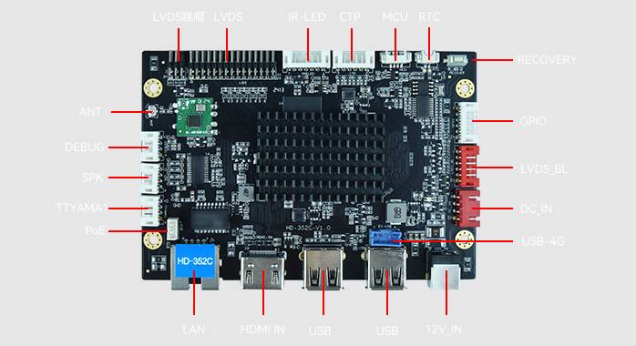 PCB de la HD-352C — vue détaillée PCB de la HD-352C — vue détaillée
